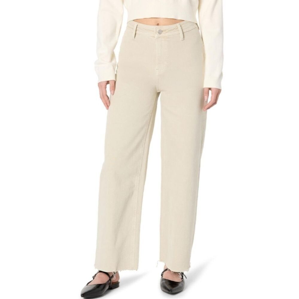 NWT The Drop Wide Leg Jean Kori Relaxed Khaki Raw Hem - Size 26